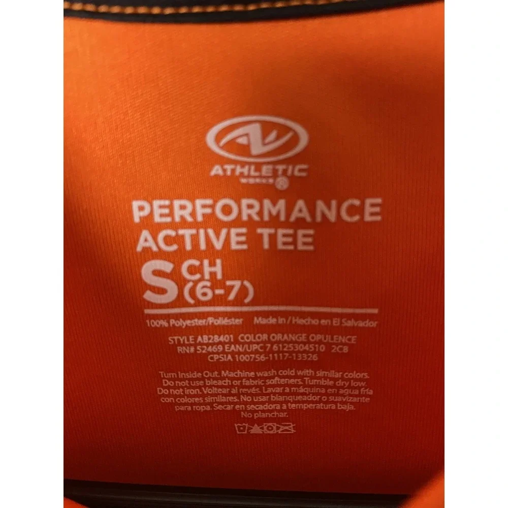 Athletic Works Youth S Performance Tee Orange Geometric Graphic